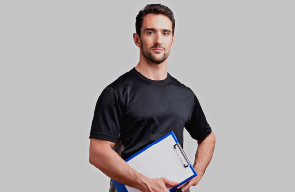 Man Standing with a Clip board_Physical IQ online Fitness Courses